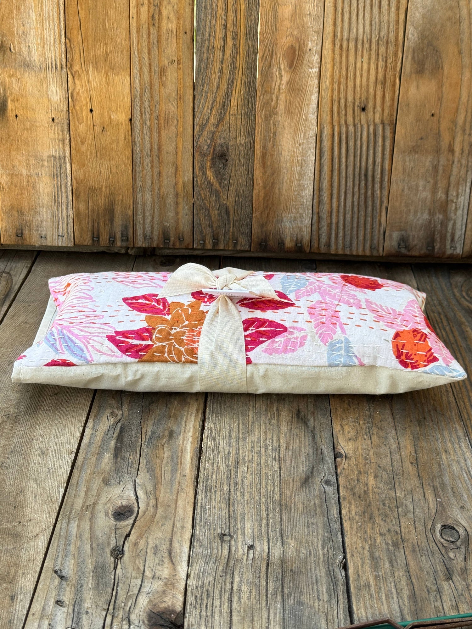 Floral Kantha Lavender Tummy &amp; Neck Pillow