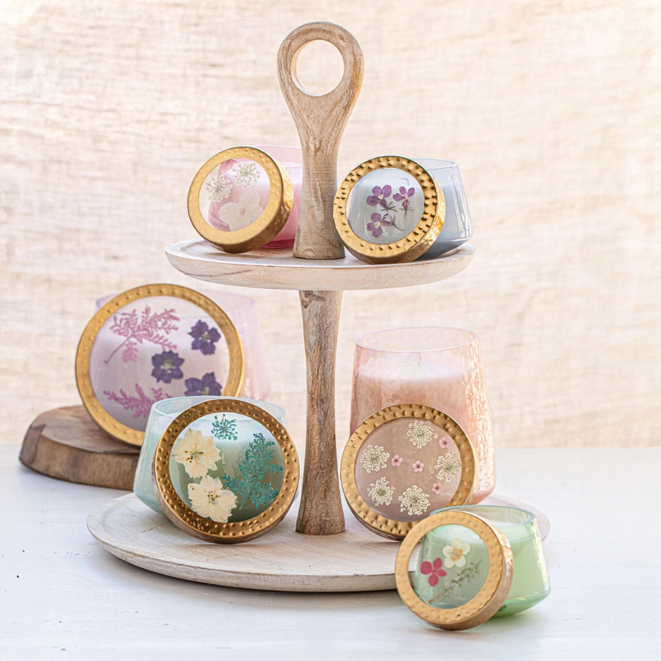 Pacific Coast Medium Watercolor Pressed Floral Candle