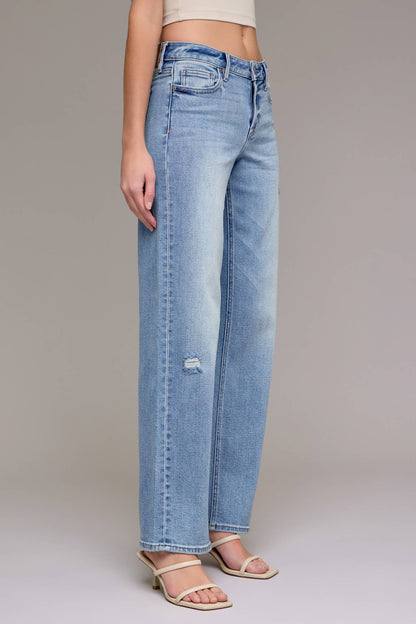 Mid-Rise 33&quot; Inseam Stretch Dad Jean Medium Wash