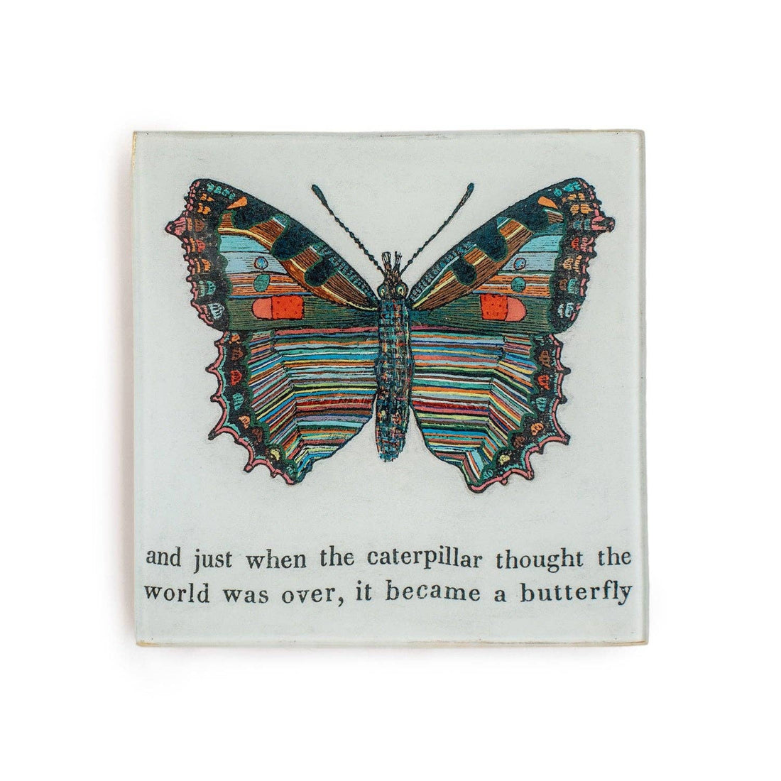 Butterfly Square Decoupage Plate 6&quot; x 6&quot;