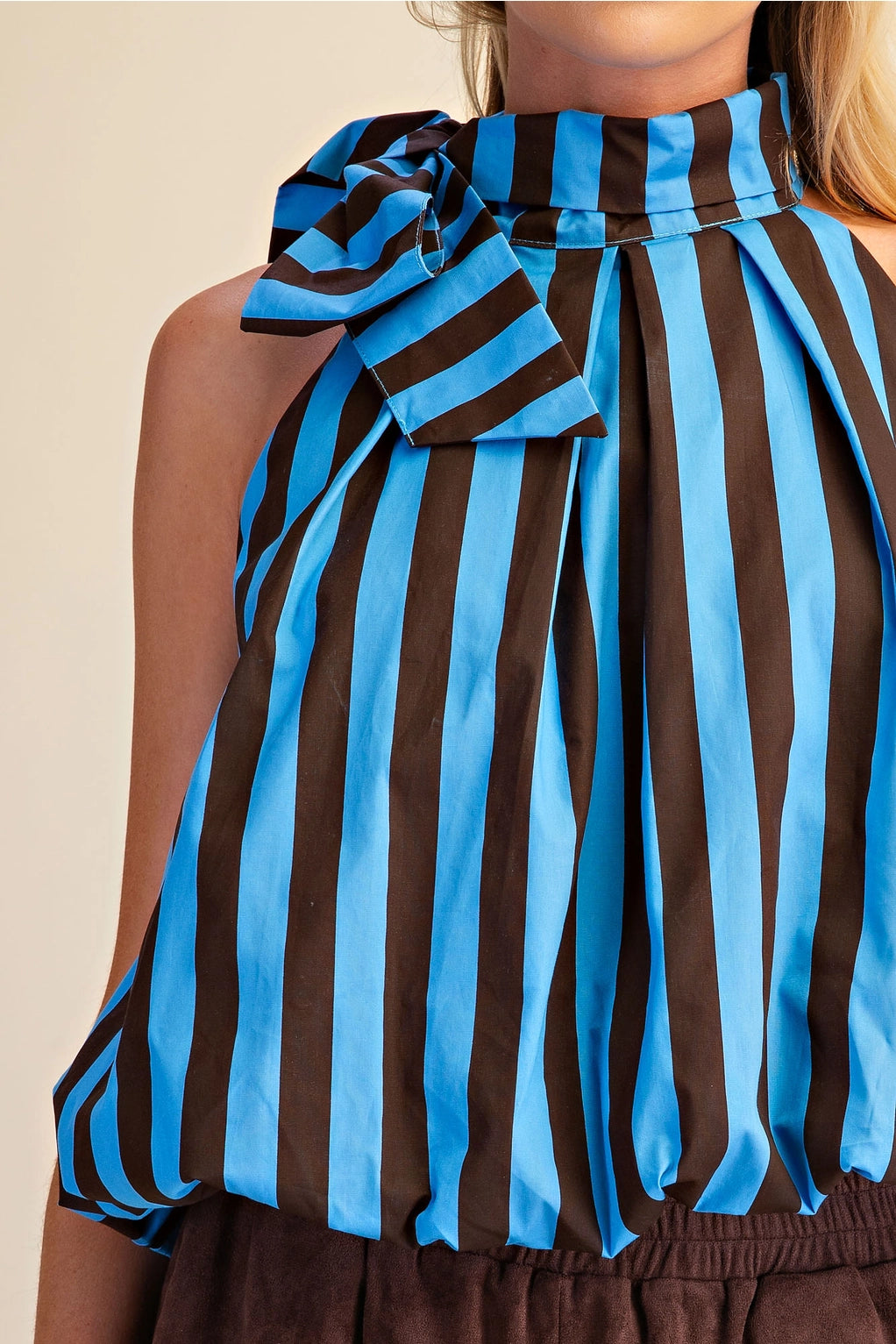 Statement Striped Halter Blouse