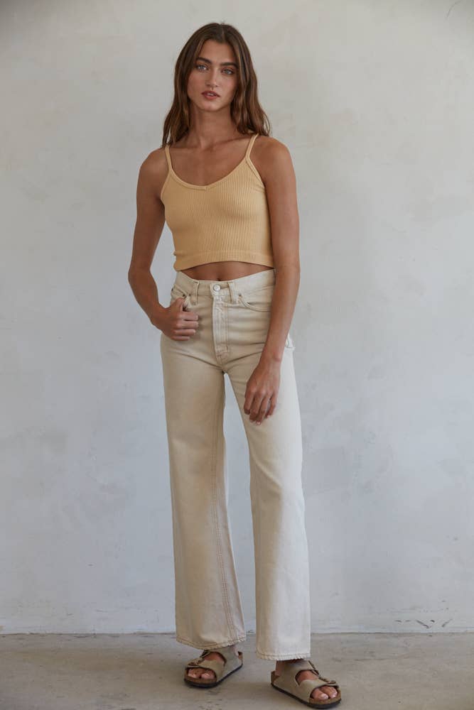 Knit Ribbed Seamless UV Neck Brami