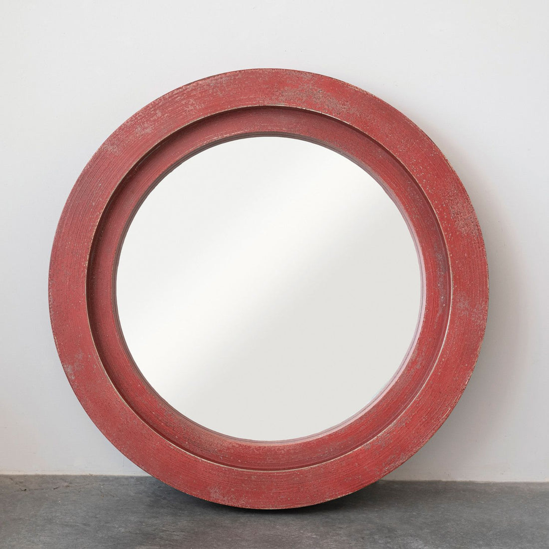Red Framed Wall Mirror