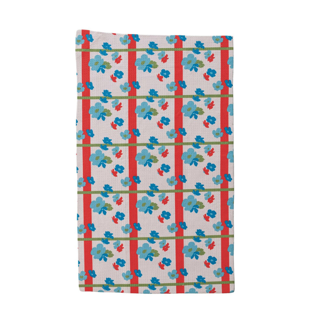 Microfiber Tea Towel with Floral &amp; Stripe Pattern