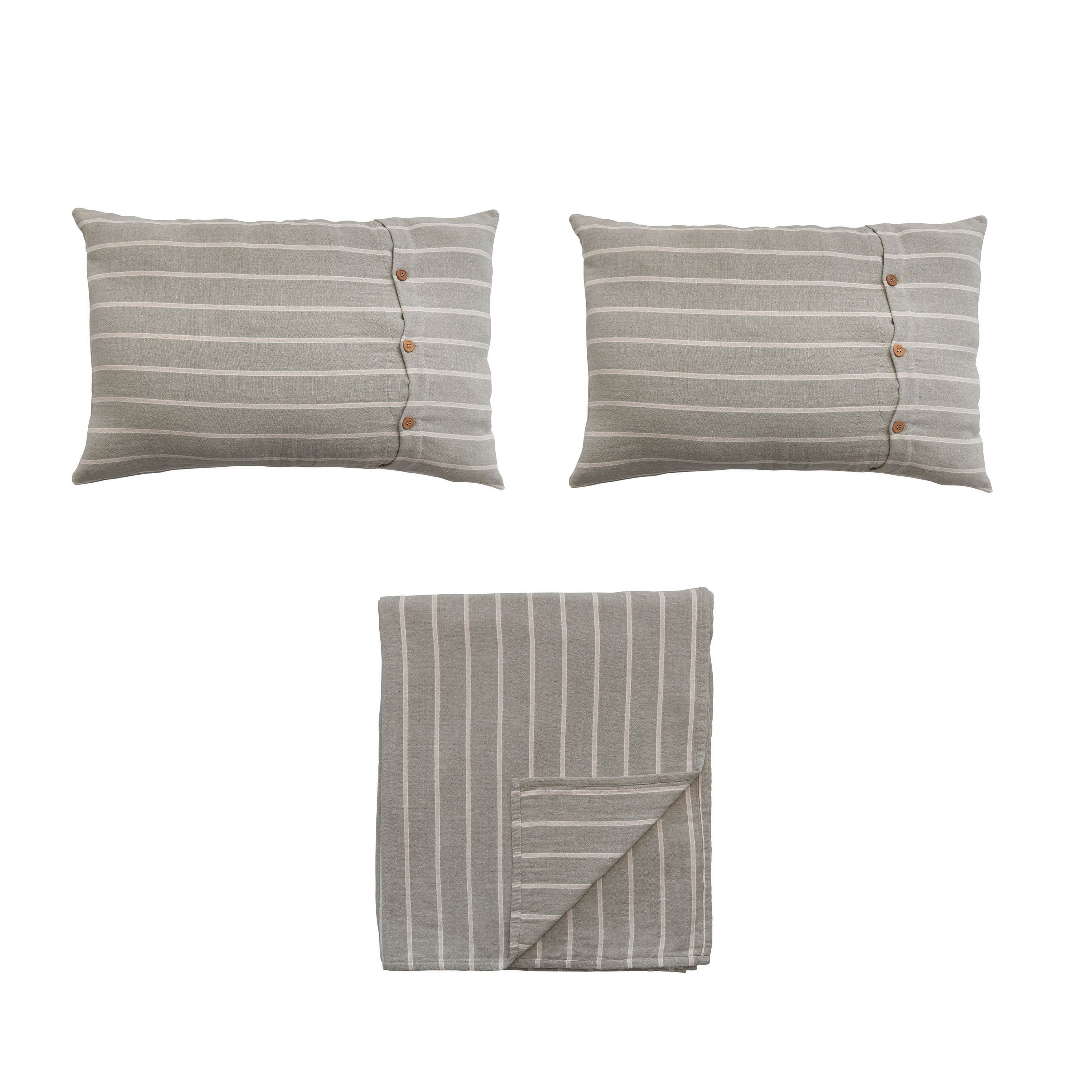 Cotton Double Cloth Queen Bed Cover with 2 Shams