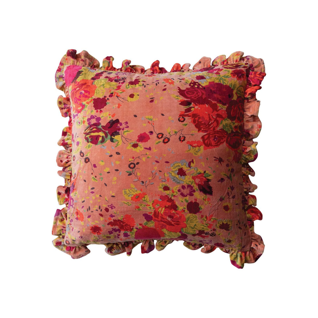 Cotton Floral Velvet Printed Pillow