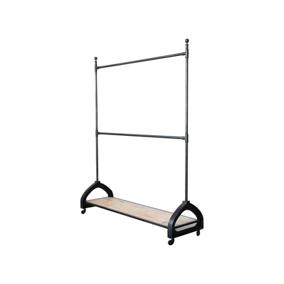 Rack on Casters with 2 Rods and Shelf