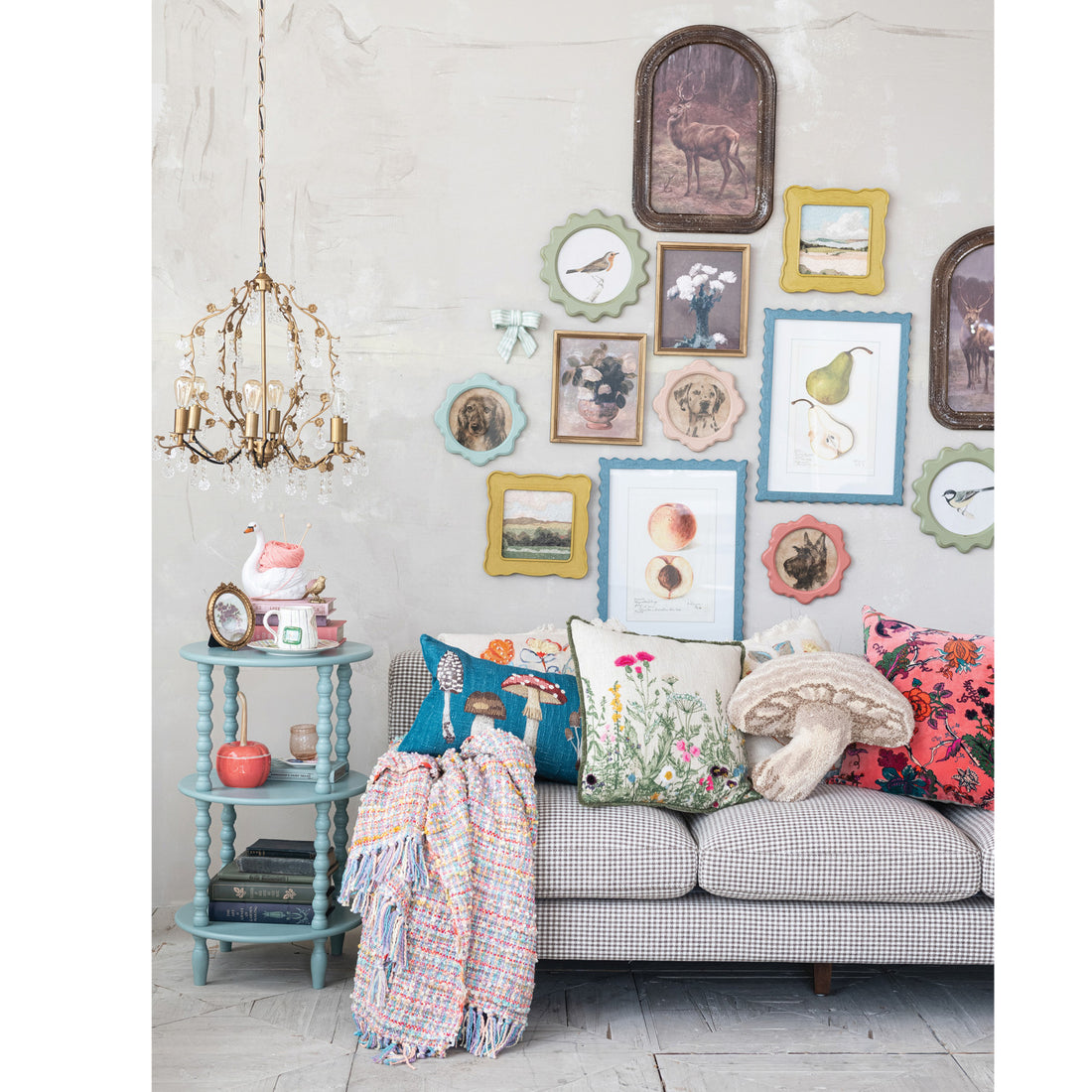 Framed Glass Wall Décor with Vintage Reproduction Image, 4 Styles