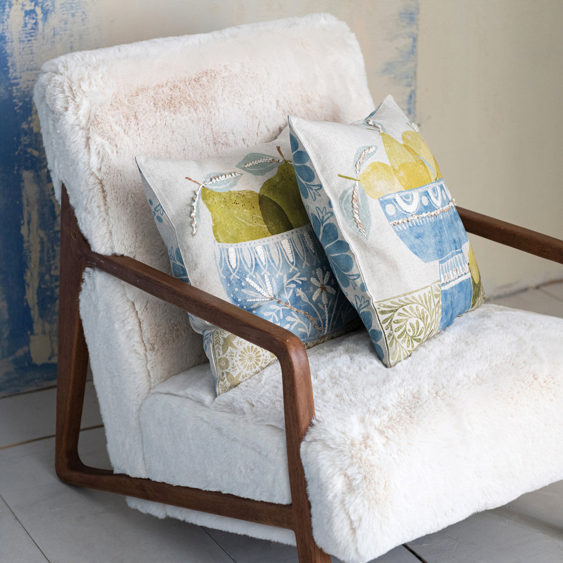 18&quot; Square Cotton &amp; Linen Printed Pillow, 2 Styles