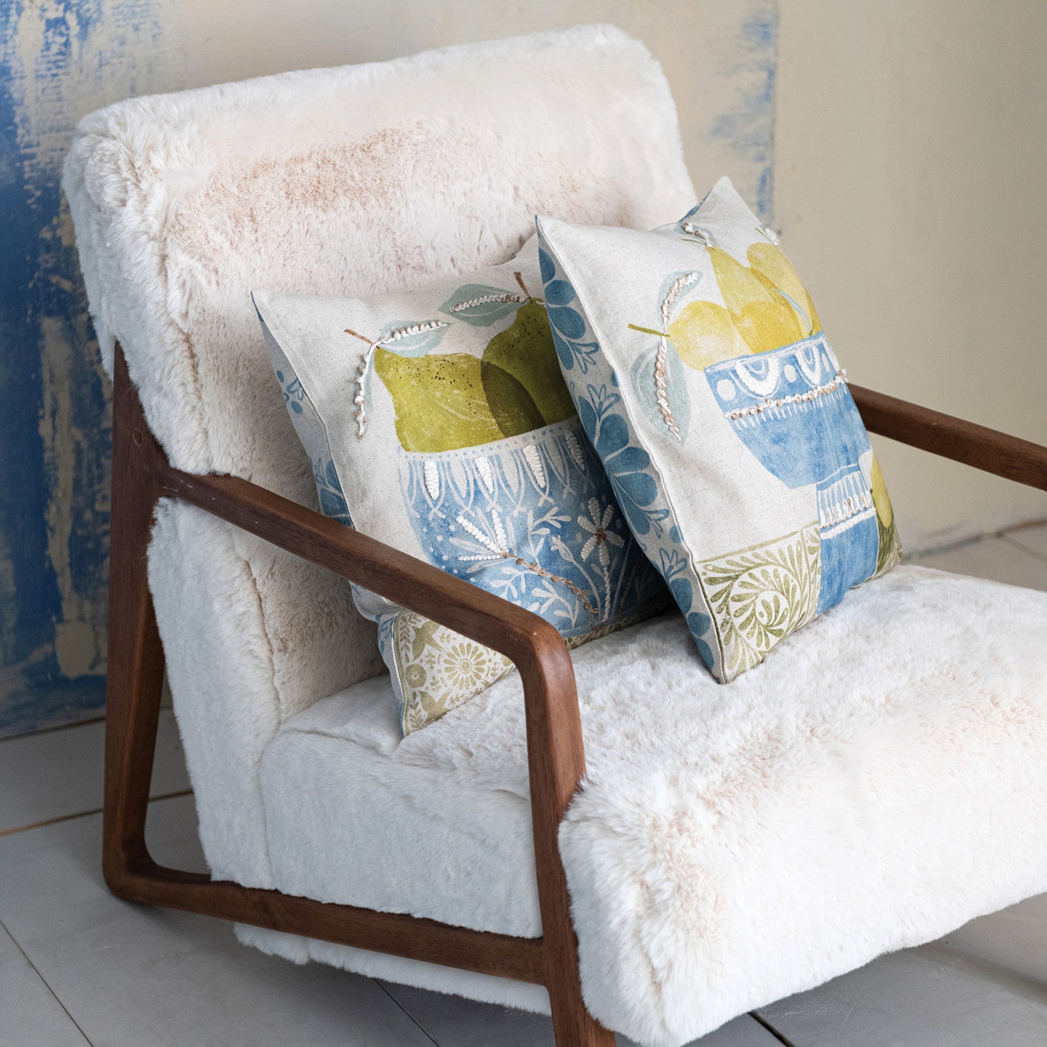18&quot; Square Cotton &amp; Linen Printed Pillow, 2 Styles