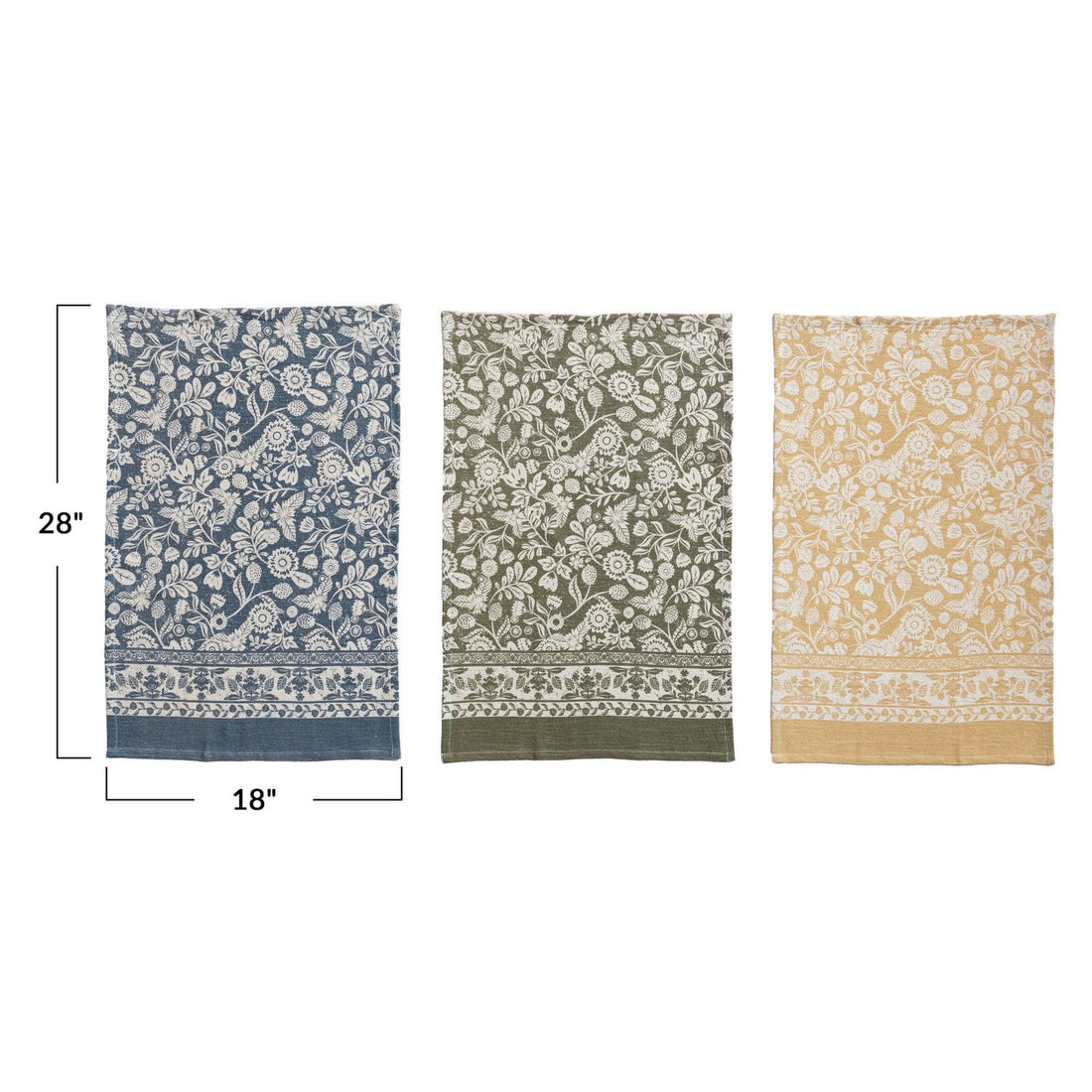 Cotton Printed Tea Towels with Floral Patter