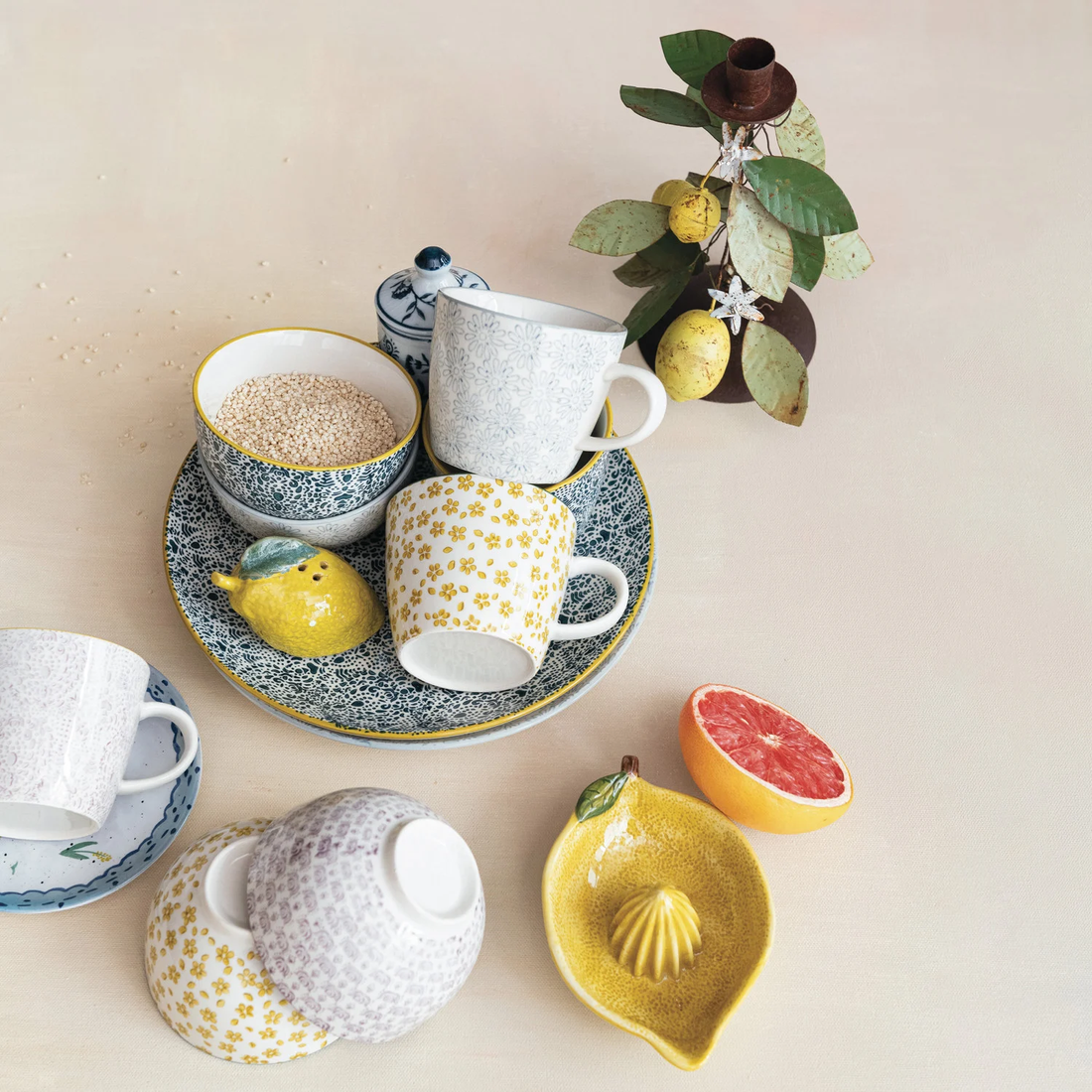 Hand-Stamped Stoneware Plate w/ Pattern