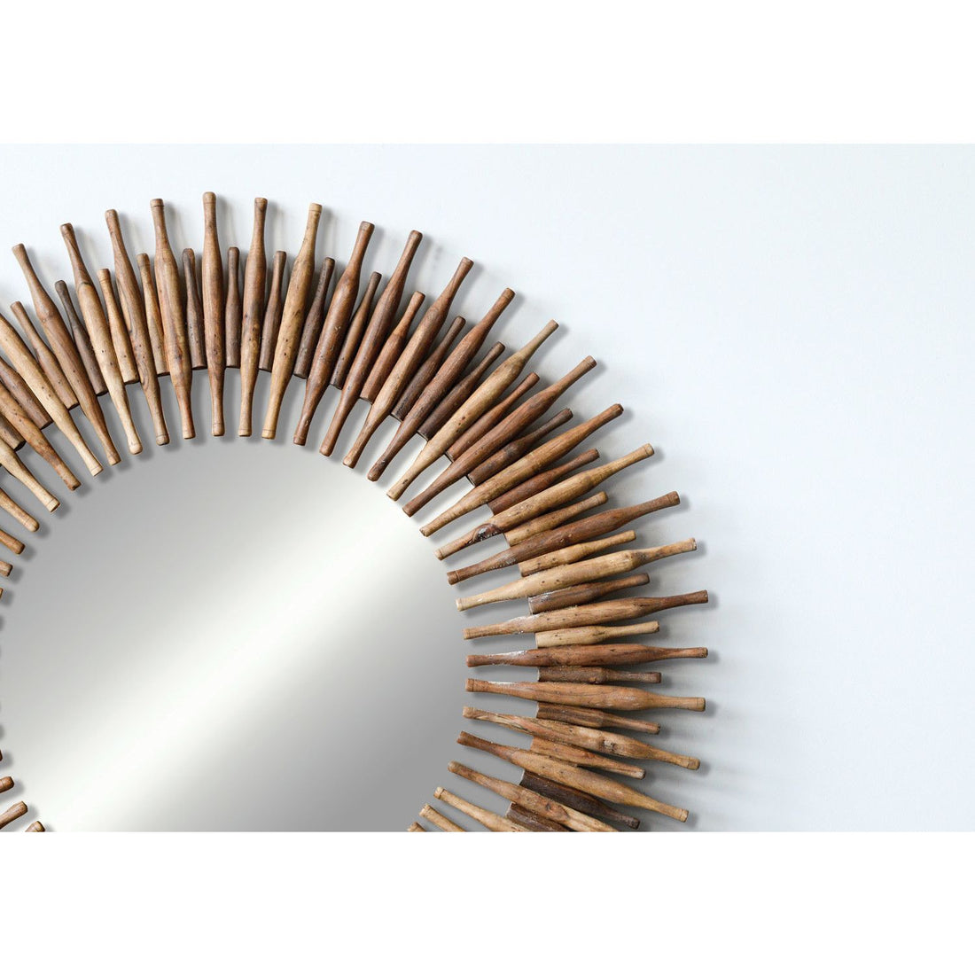 Repurposed Wood Roti Pins Wall Mirror