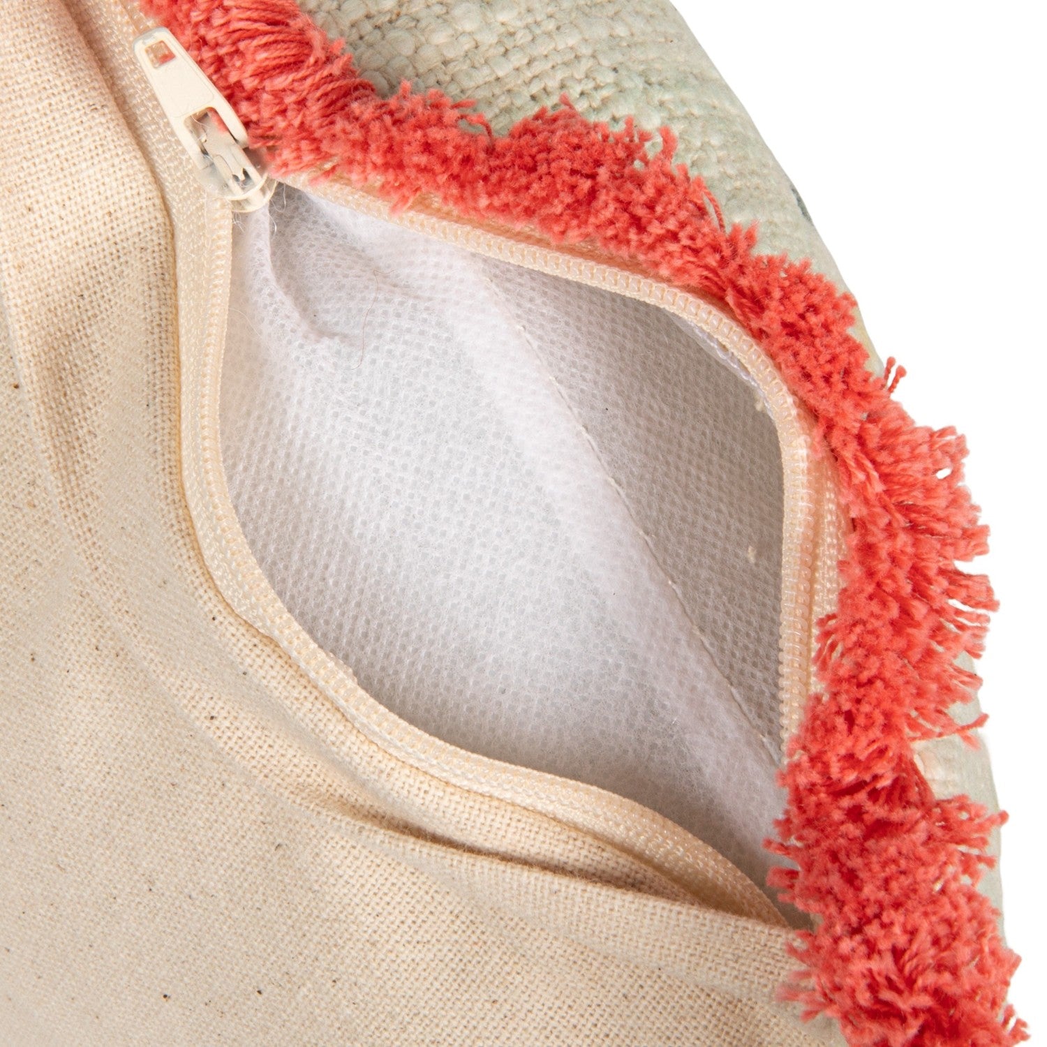 Cotton Slub Pillow with Flowers, Embroidery &amp; Eyelash Fringe