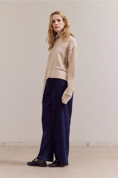 Rolled Edge Detail Long Sleeve Top