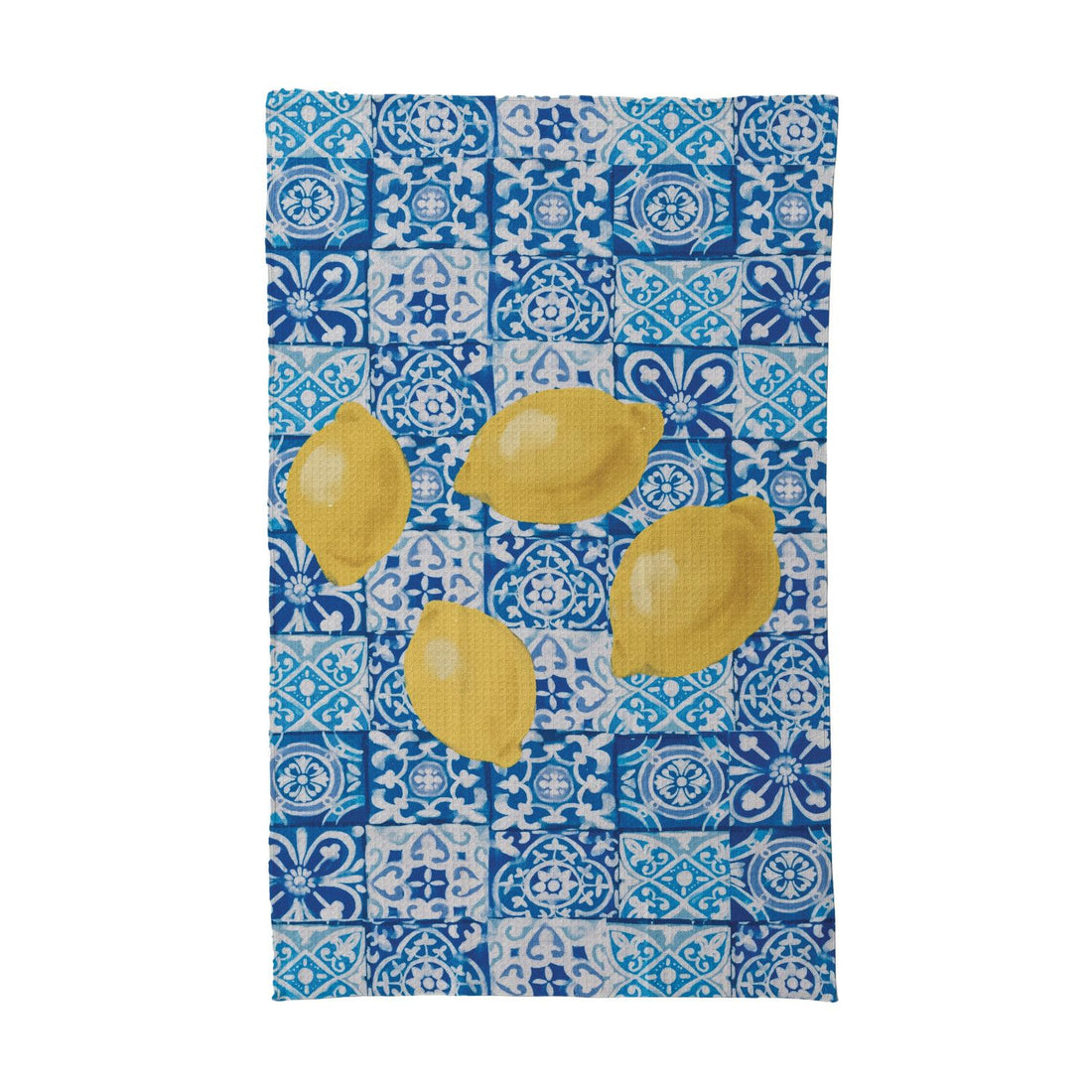 Microfiber Tea Towel with Tile Pattern &amp; Lemons