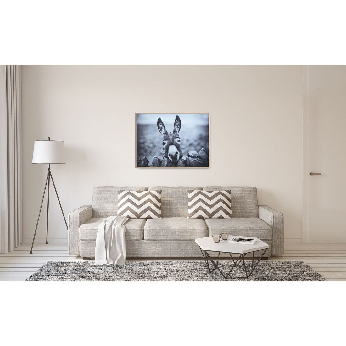Framed Canvas Donkey Art