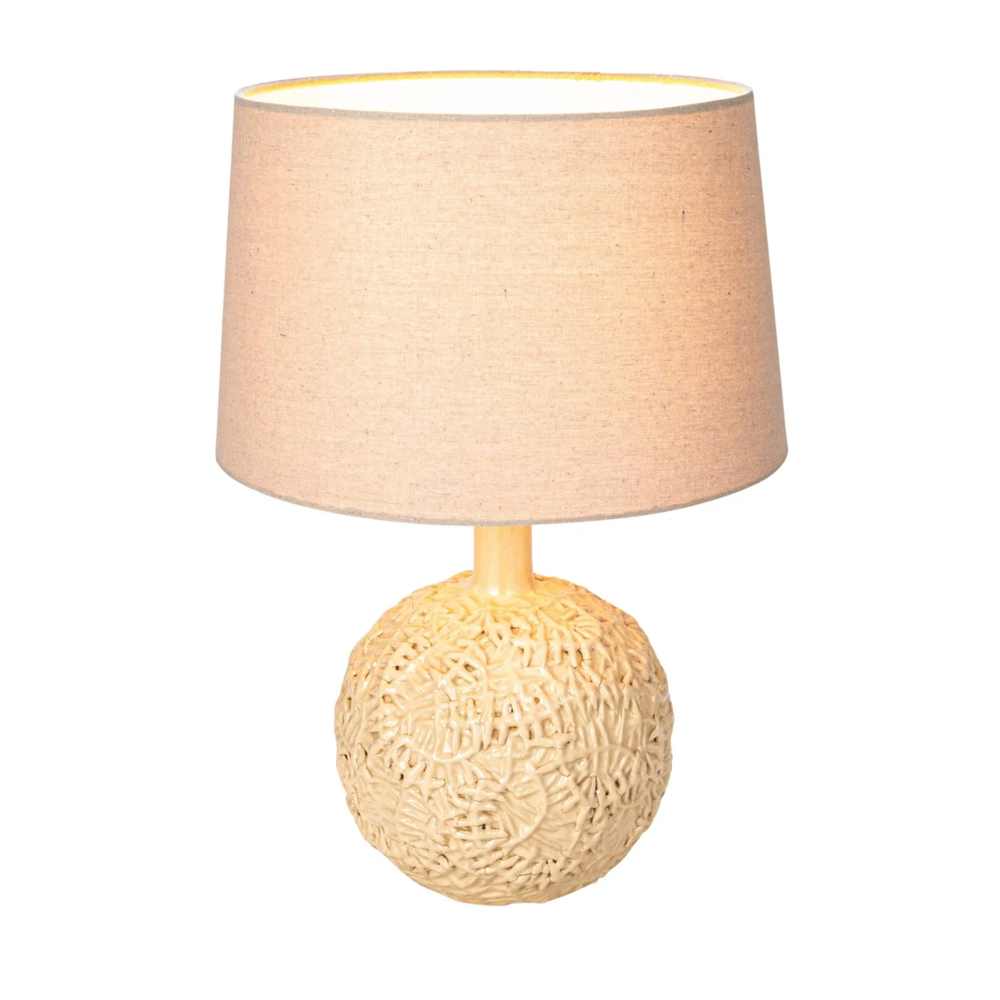Handmade Textured Stoneware Table Lamp w/ Fabric Shade (Each One Will Vary)
