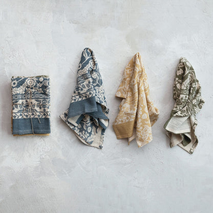 Cotton Printed Tea Towels with Floral Patter