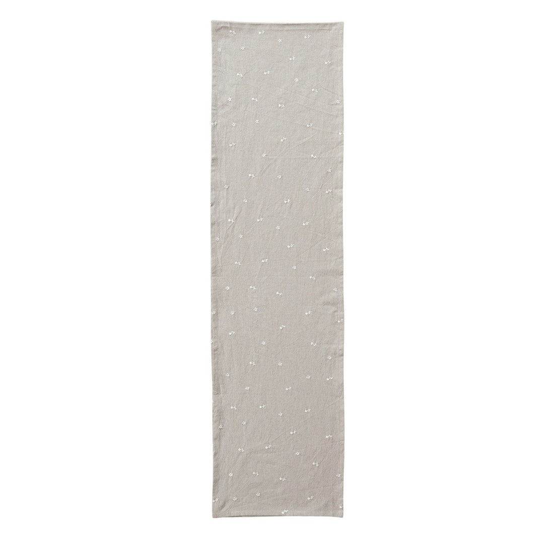 Cotton Table Runner with Embroidered Flowers
