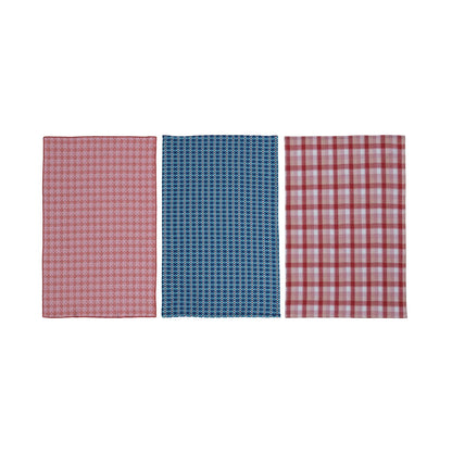 Waffle Weave Tea Towel with Pattern &amp; Stitched Edge