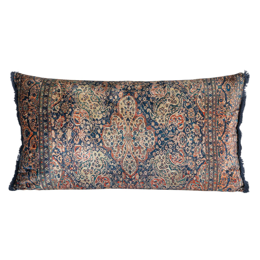 26"Lx14"H Cotton Blend Velvet Pillow with Fringe