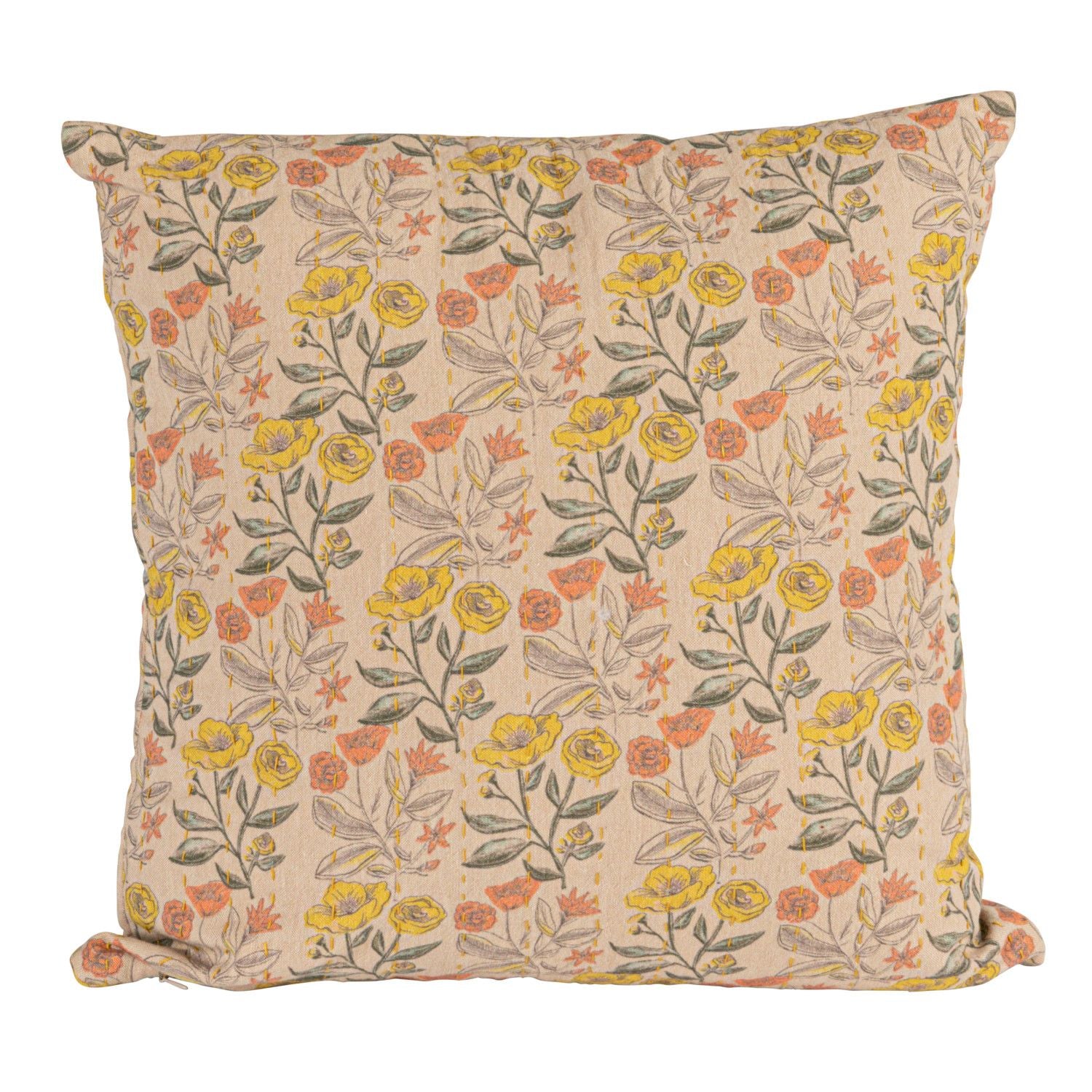 18&quot; Square Cotton Chambray Printed Pillow