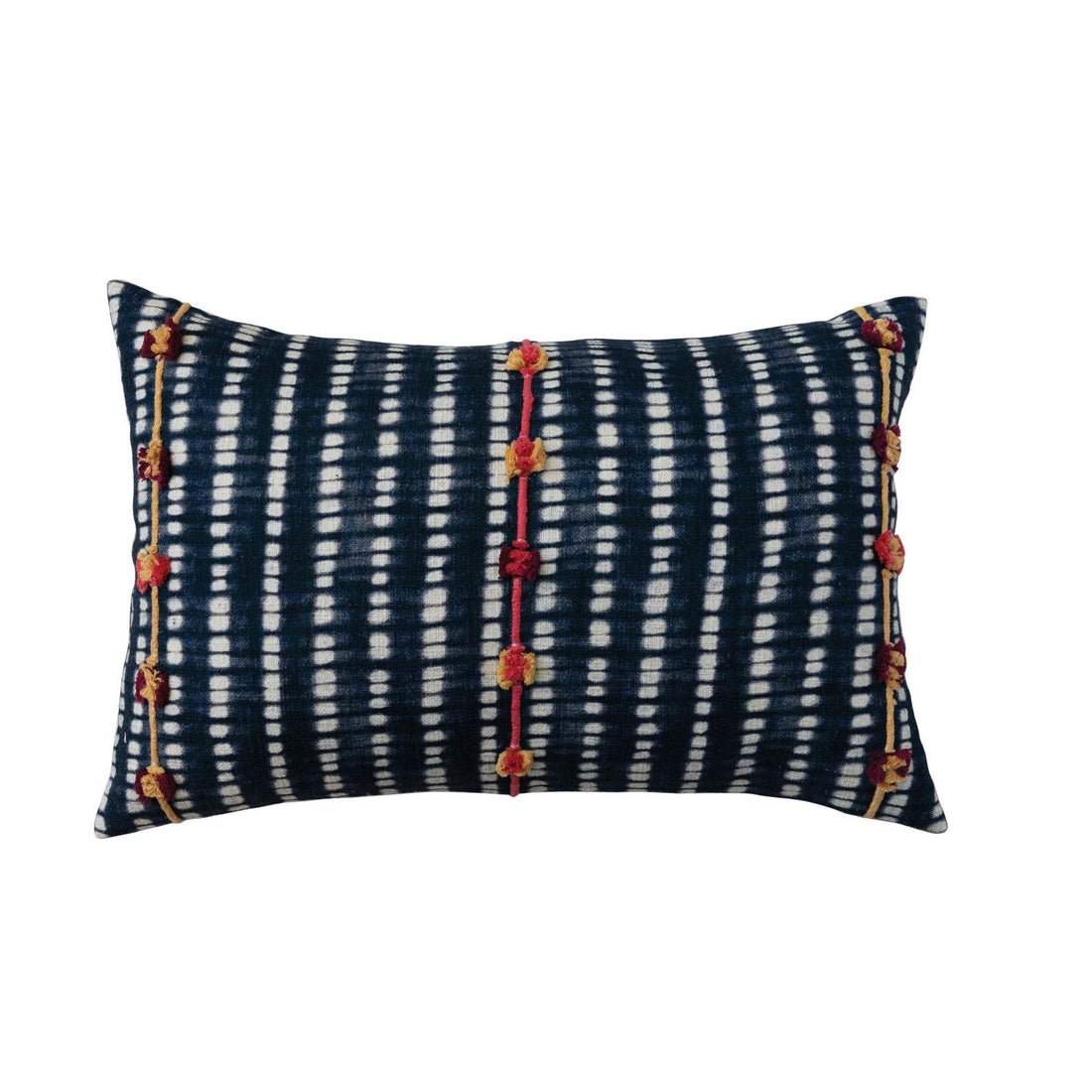 Pillow with Embroidered Lines &amp; Chambray Back