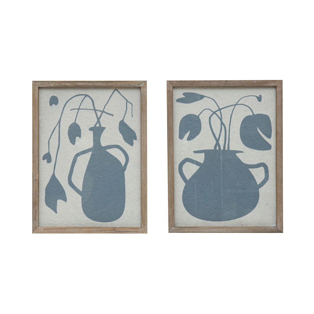 Wood Framed Glass Abstract Wall Decor