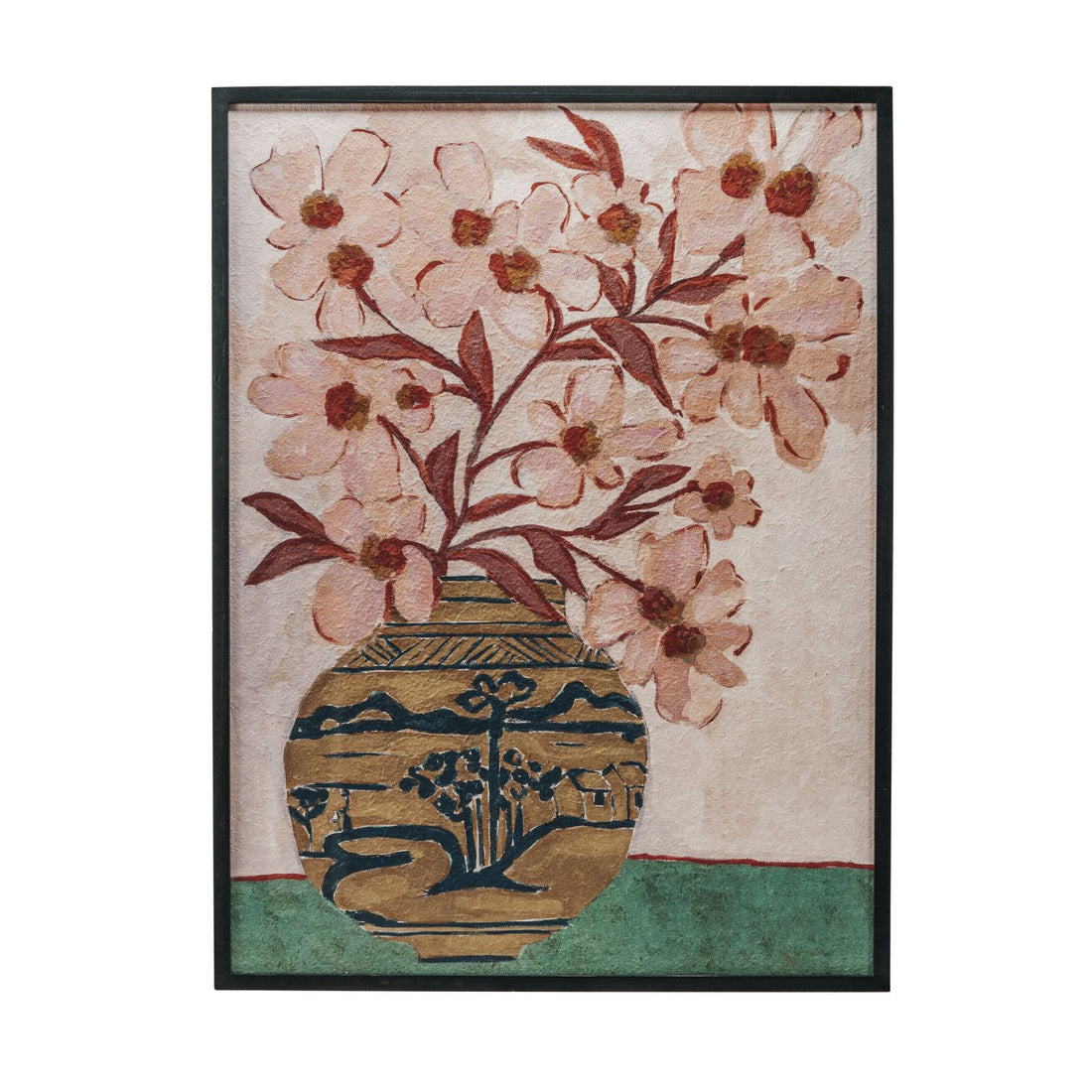 36&quot;Wx48&quot;H Wood &amp; Glass Framed Flowers in Vase