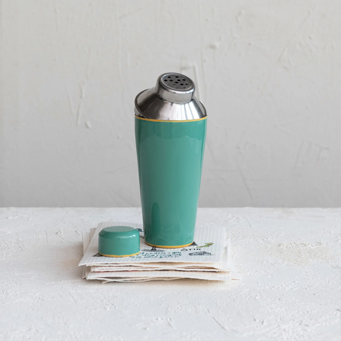 Enameled Stainless Steel Cocktail Shaker w/ Colored Edge