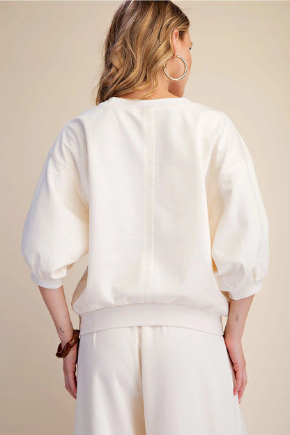 Bubble-Sleve Crewneck Sweatshirt