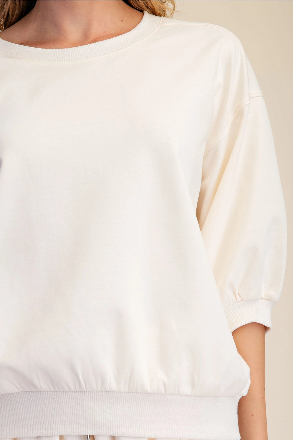 Bubble-Sleve Crewneck Sweatshirt