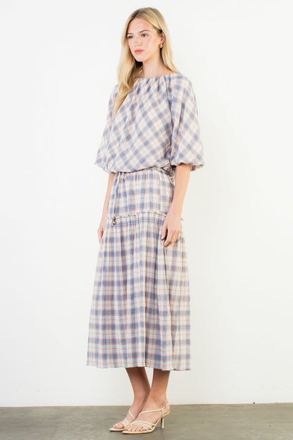 Plaid Bubble Hem Top