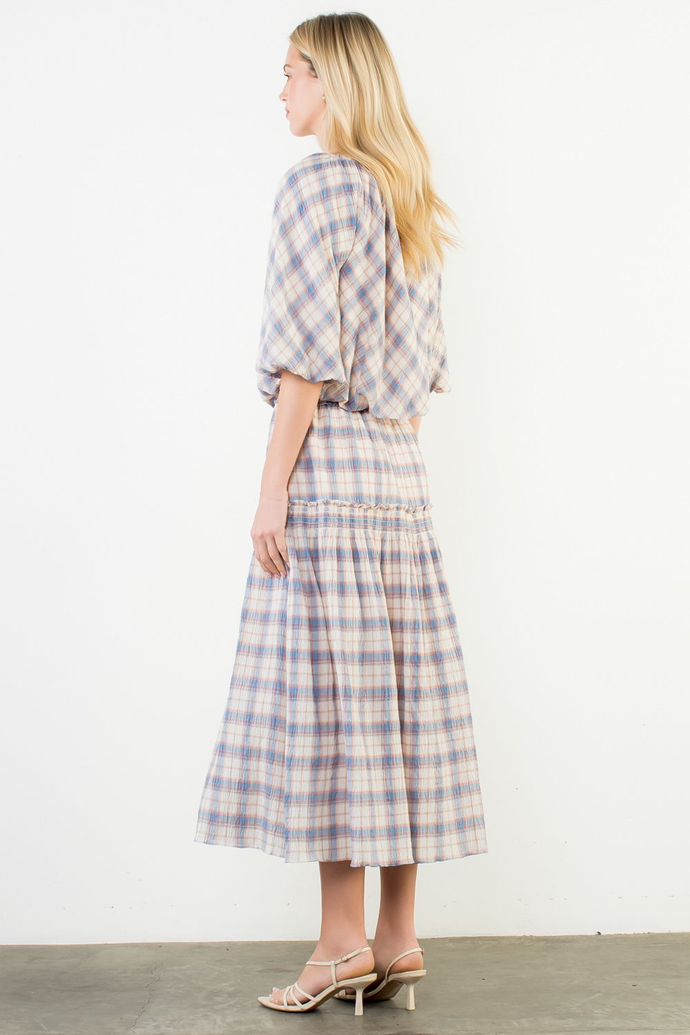 Plaid Bubble Hem Top