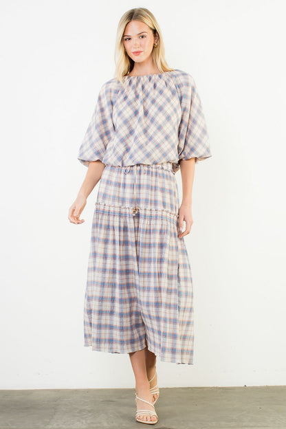 Plaid Bubble Hem Top