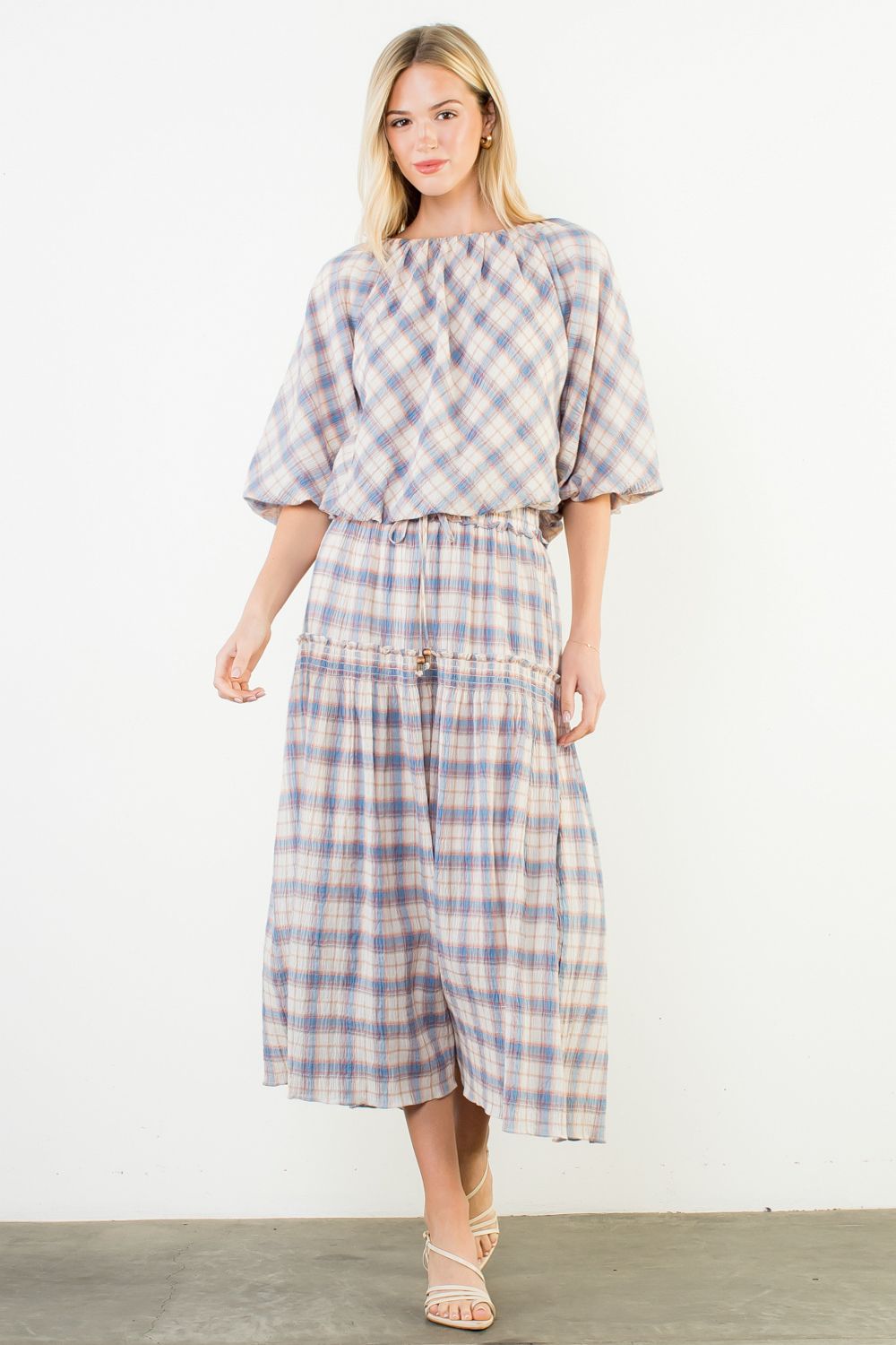 Plaid Tiered Maxi Skirt