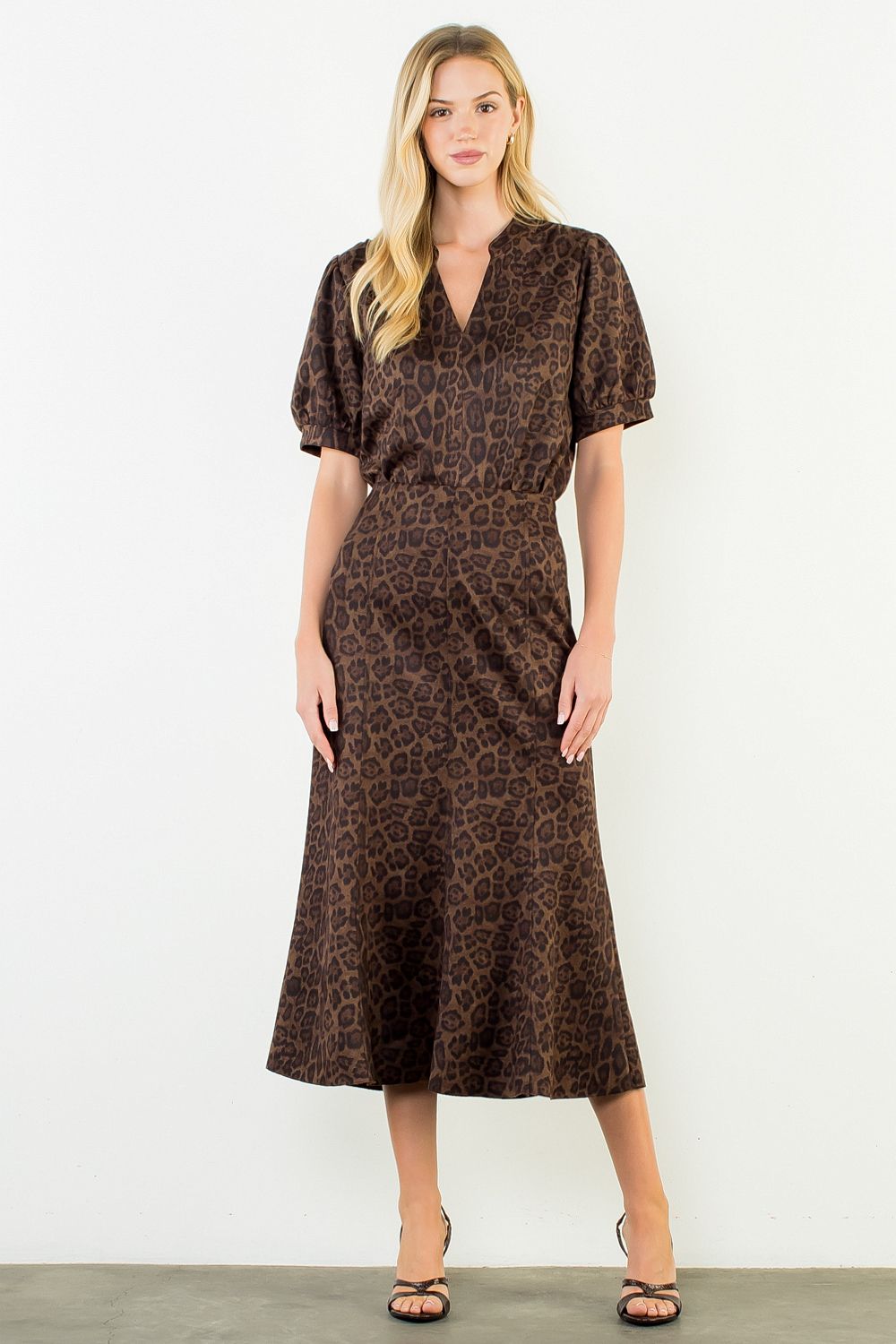 Suede Leopard V-Neck Top
