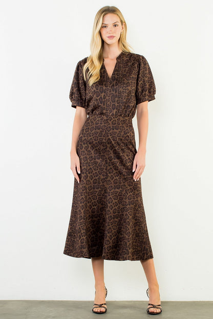 Suede Leopard V-Neck Top