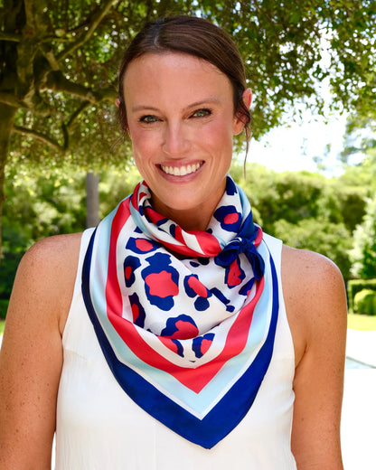 Red &amp; Navy Animal Print Scarf