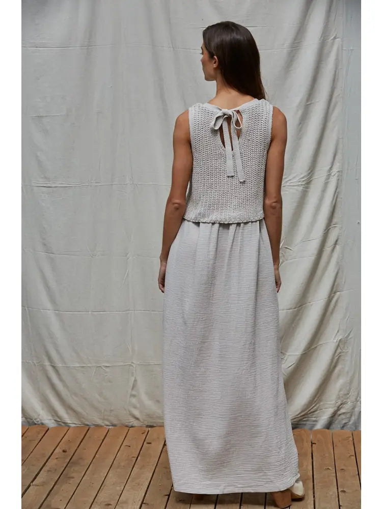 Knit Sweater Sleeveless Flare Midi Dress