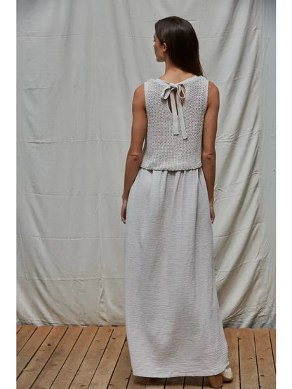 Knit Sweater Sleeveless Flare Midi Dress