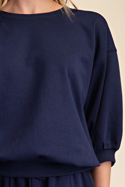 Bubble-Sleve Crewneck Sweatshirt