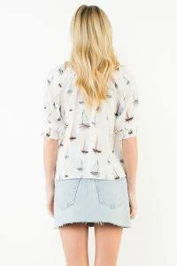 Sailboat Split-Neck Blouse