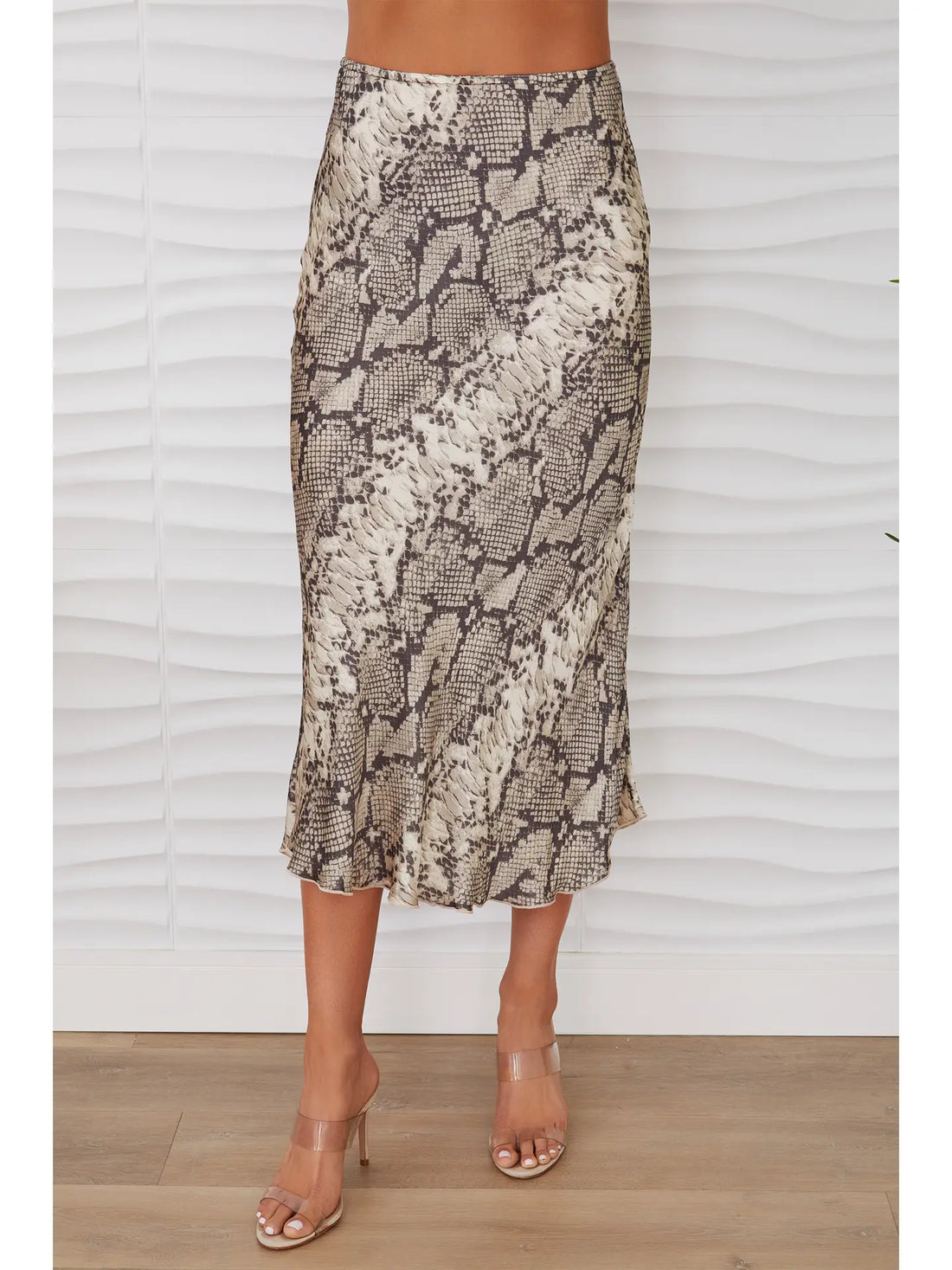 Python Print Silky Midi Skirt