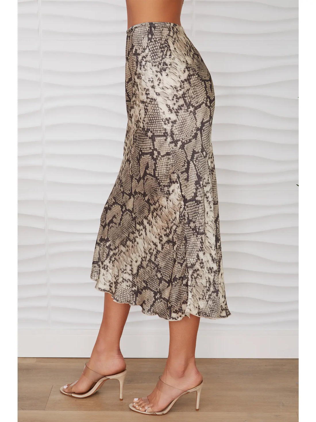 Python Print Silky Midi Skirt