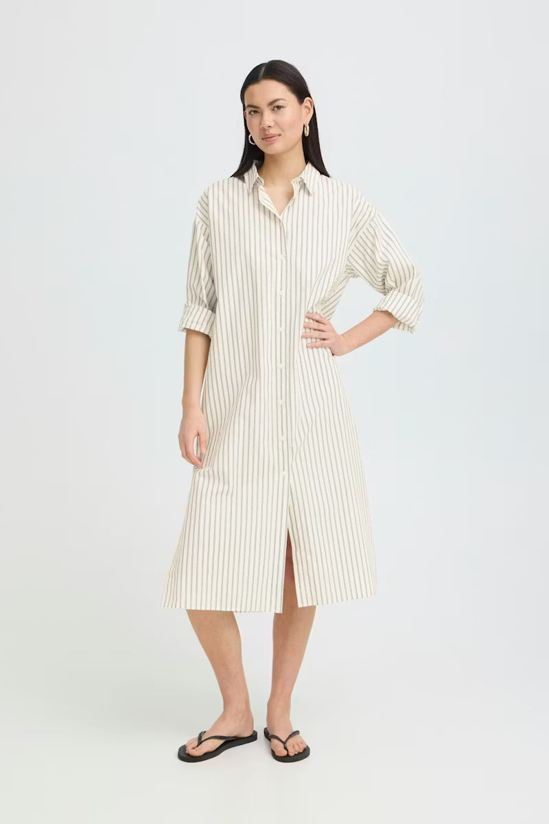 Pinstripe Midi Shirt Dress