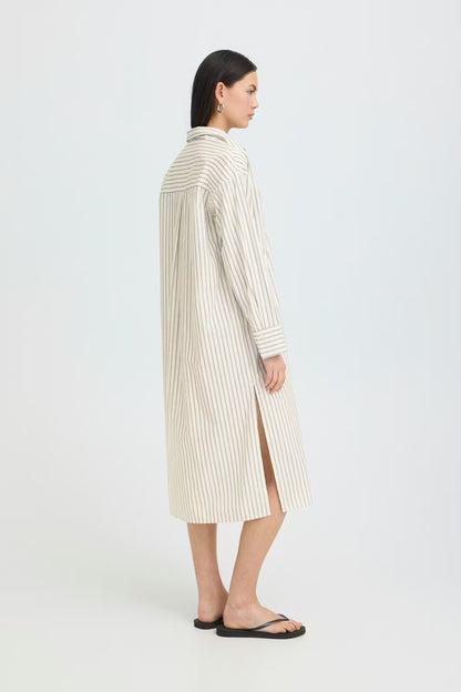 Pinstripe Midi Shirt Dress