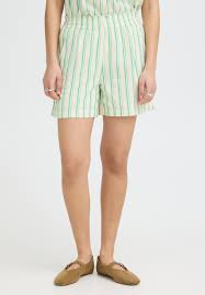 Breezy Green Striped Pull-On Shorts