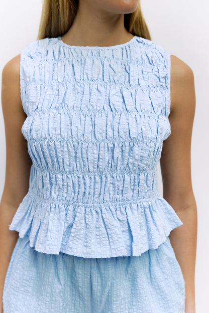 Powder Blue Smocked Tank
